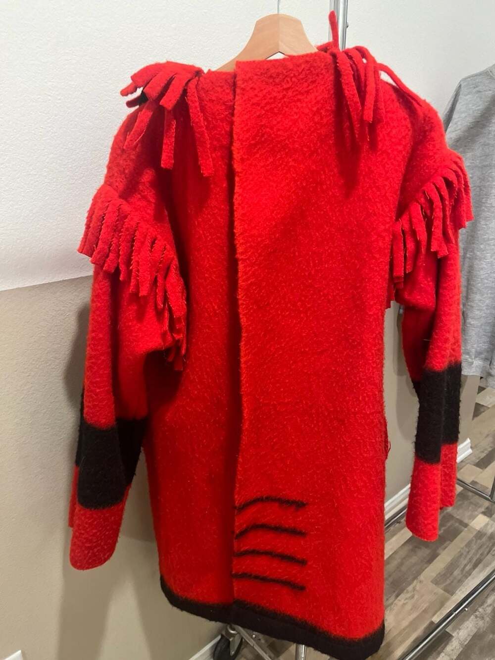 Vintage Hudson's Bay Point Blanket Wool Capote Hooded Coat Fringe Coachella